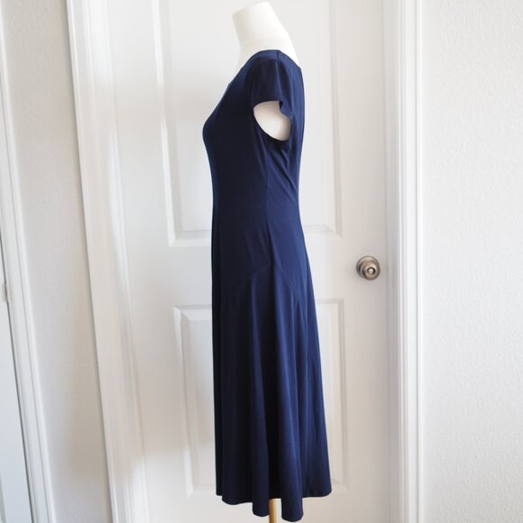 CottageCore NorthStyle Classic Navy Midi Dress Size 4 Small - Picture 2 of 9